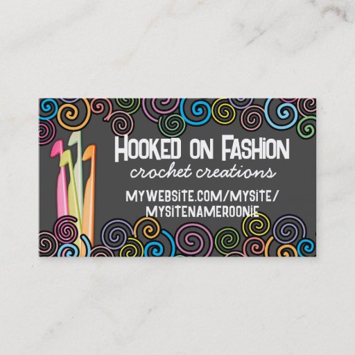 Customizable crochet hooks colorful yarn business cards