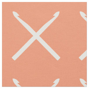 Crochet Hooks Crafts Cross Print White Fabric