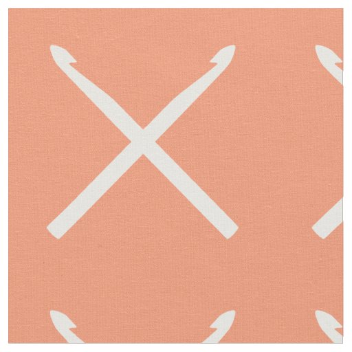 Crochet Hooks Crafts Cross Print White Fabric