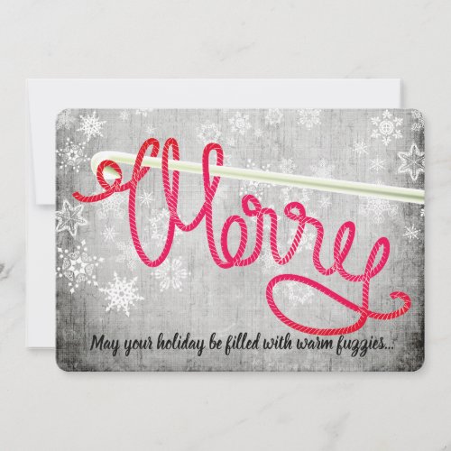 Crochet hooks loopy yarn Merry Christmas card