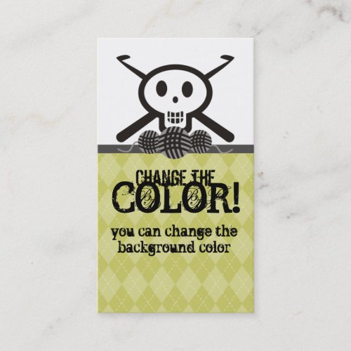 crochet hooks skull with yarn business card
