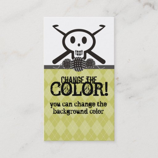 Customizable crochet hooks skull with yarn business card