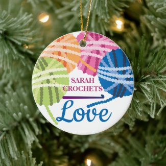 Crochet hooks yarn love personalized Christmas