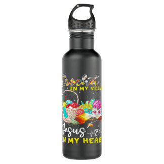 Crochet in my veins jesus in my heart knitting lov stainless steel water bottle
