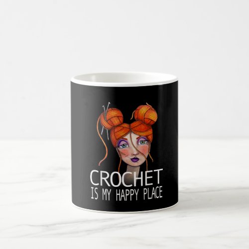 Crochet Is My Happy Place Funny Gift  Crocheters Coffee Mug