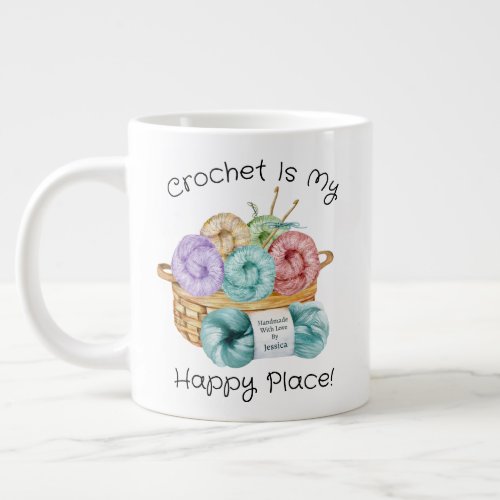 Crochet Is My Happy Place Personalized Giant Coffee Mug