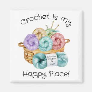 Crochet Is My Happy Place Personalized Magnet