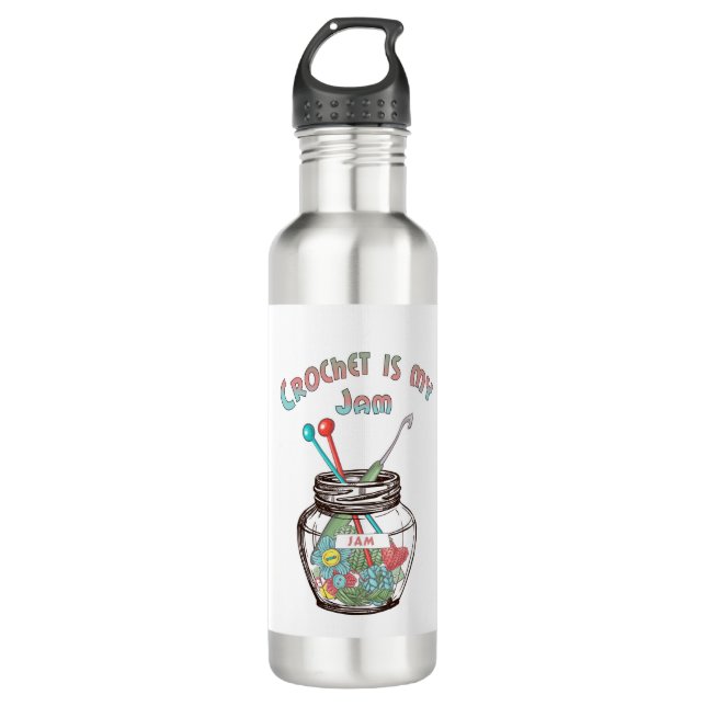 Crochet is my Jam Stainless Steel Water Bottle (Front)