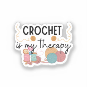 Crochet Is My Therapy Yarn Balls Art Sticker