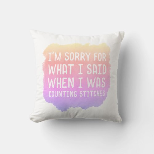 Crochet Knit Counting Stitches Joke Throw Pillow