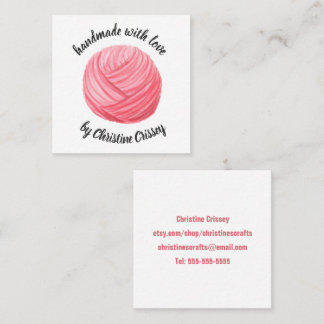 Crochet / Knit Pink Watercolor Yarn Handmade Craft Square Business Card
