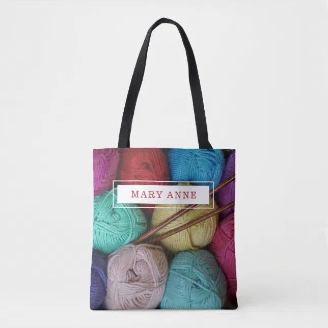 Crochet Knit Yarn Personalized Project Tote Bag (Front)