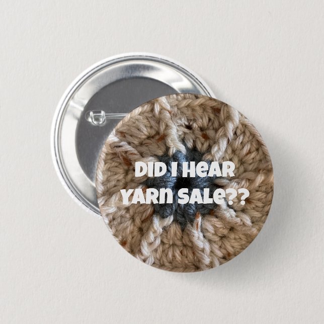 Crochet Knitting Humor Beige Blue Craft Love Yarn Button (Front & Back)