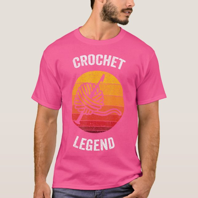 Crochet Legend  Vintage Knitting Crocheting T-Shirt (Front)