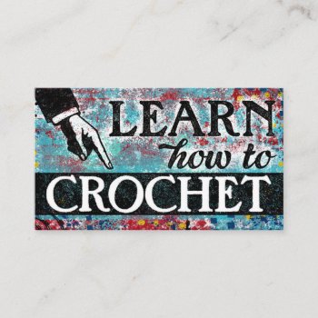 Crochet Lessons Business Cards - Blue Red by NeatBusinessCards at Zazzle