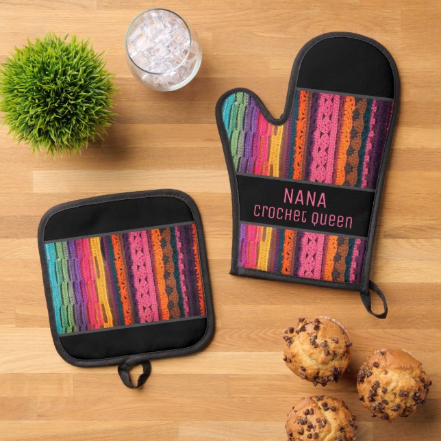 Crochet look! For the kitchen queen! Oven Mitt  Oven Mitt & Pot Holder Set (Top Down)