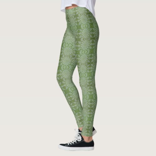 Crochet Look Leggings Green _ HAMbyWG