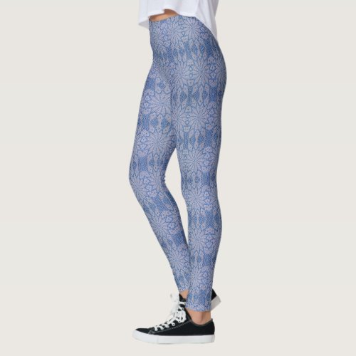 Crochet Look Leggings in Color Blue HAMbWG