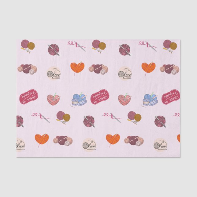 Crochet Lover Yarn Balls and Crochet Hooks   Tissue Paper (Front)