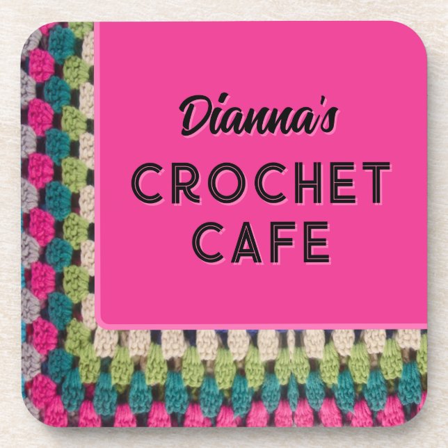 Crochet lover's gift! Custom cute Kitchen coasters (Front)