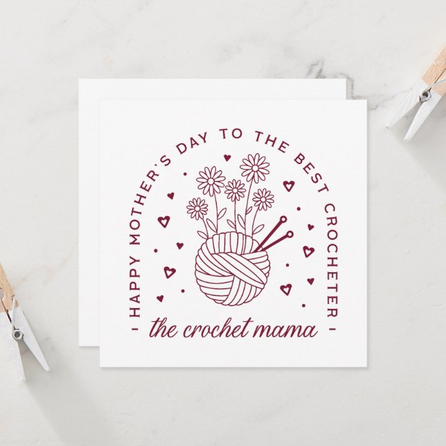 Crochet mom crocheting mama happy mothers day card (Front/Back In Situ)