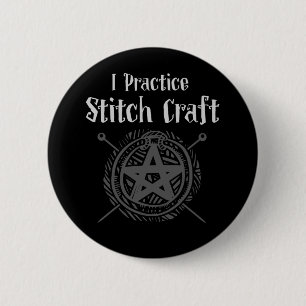 Crochet Mom Witch Occult Crafting Yarn Lover Button