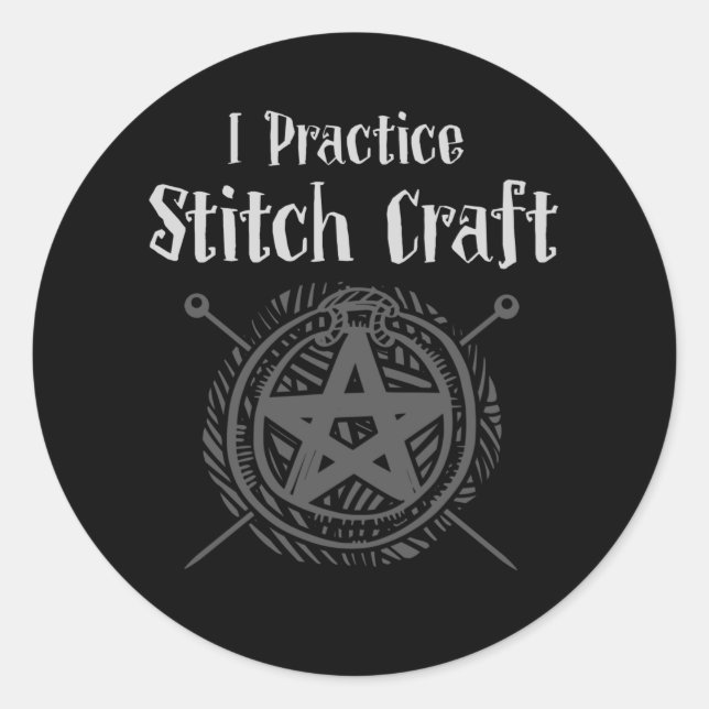 Crochet Mom Witch Occult Crafting Yarn Lover Classic Round Sticker (Front)