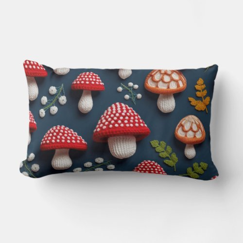   Crochet Mushroom Pattern Lumbar Pillow