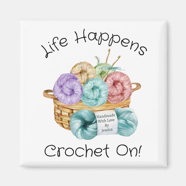 Crochet On Personalized Magnet (Front)
