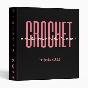 Crochet one more row duo font pink yellow black 3 ring binder