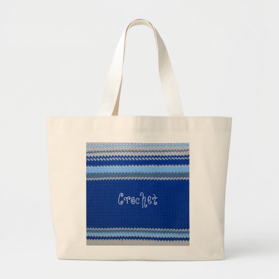 Crochet Pattern - Blue Stripes Large Tote Bag