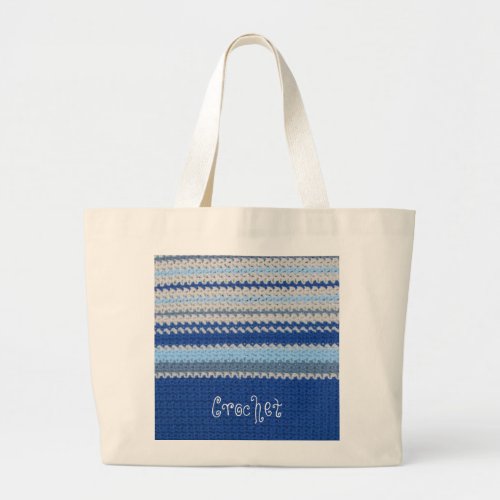 Crochet Pattern _ Blue Stripes Large Tote Bag