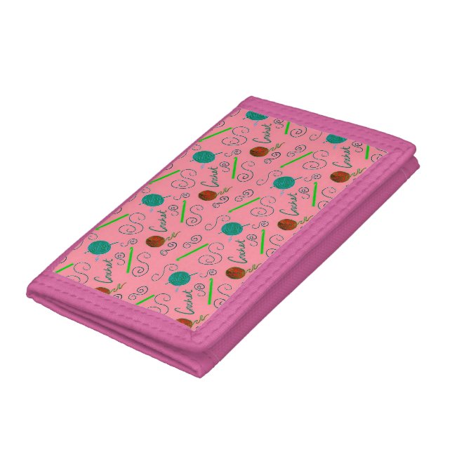 crochet pattern with yarn balls tri-fold wallet (Bottom)