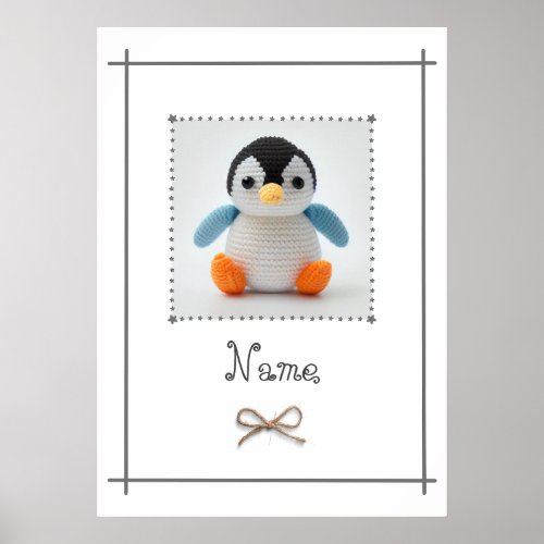 Crochet Penguin Baby Nursery Wall Art Custom 