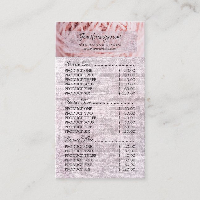 Crochet Plush Knitting Yarn Price Business Card