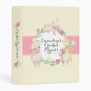 Crochet Projects Mini Binder with Cute Llama