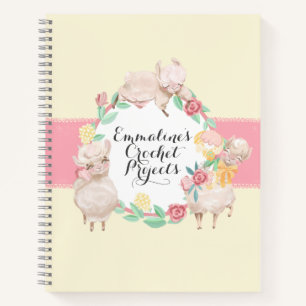 Crochet Projects Notebook with Cute Llamas