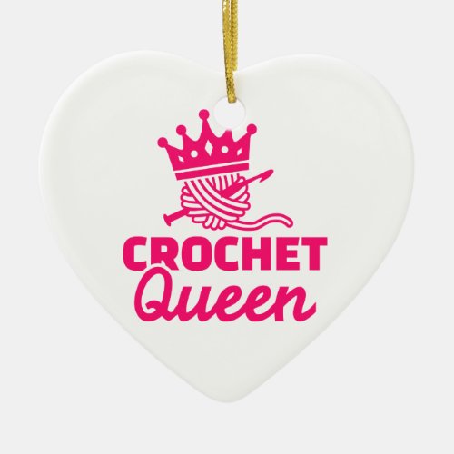 Crochet queen ceramic ornament