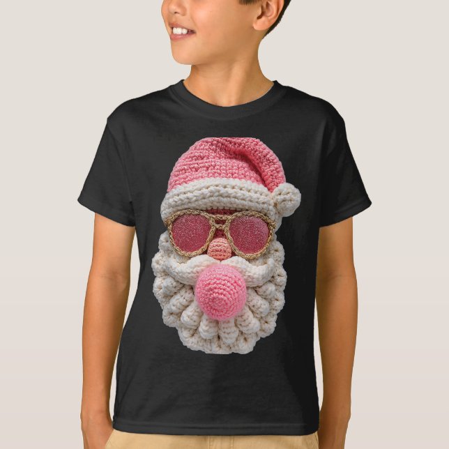 Crochet Santa Blowing Bubble Gum Christmas Girly K T-Shirt (Front)
