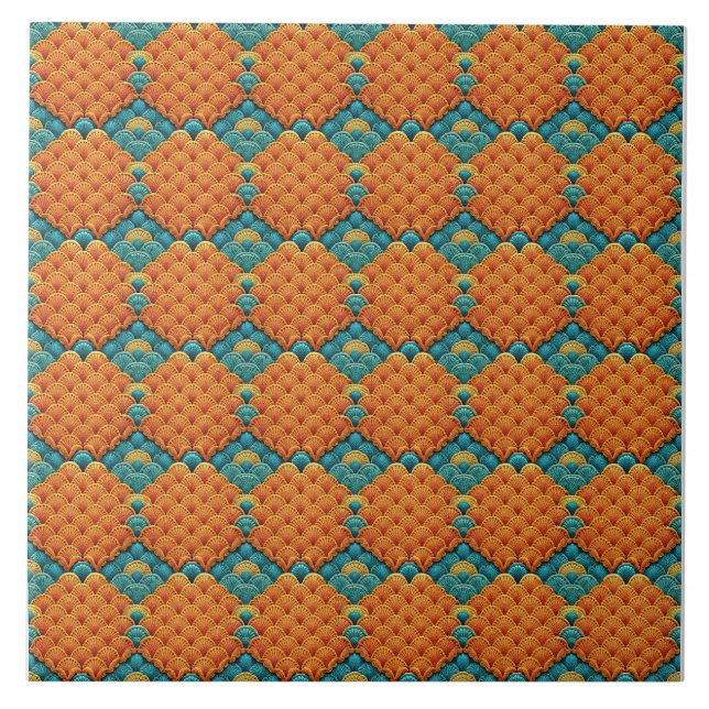 Crochet Scallop Shell Pattern Ceramic Tile (Front)