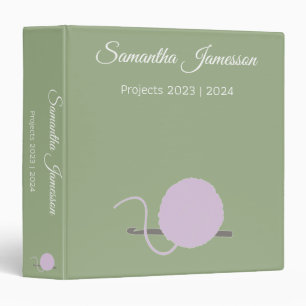 Crochet soft pink yarn sage 3 ring binder