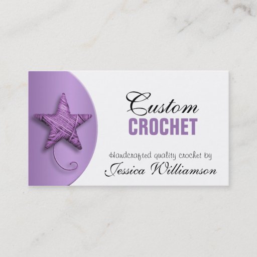 Customizable Crochet - Star Shaped Yarn Purple Business Cards