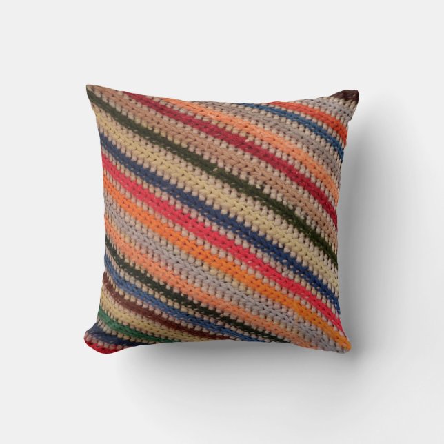 Crochet Stripes Throw Pillow (Front)