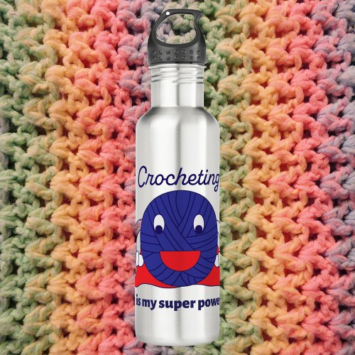 Crochet Super Power Yarn Humor Stainless Steel Water Bottle