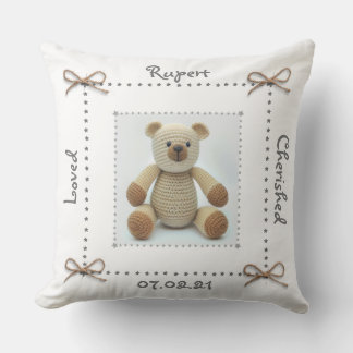 Crochet Teddy Bear baby Nursery Cushion Custom