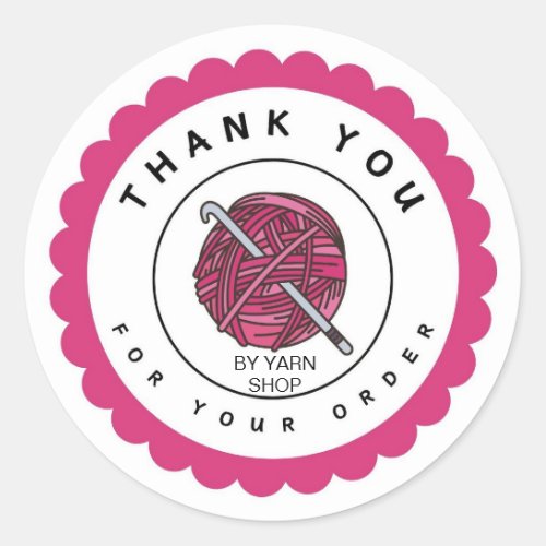 Crochet Thank You Business Customize Circle Classic Round Sticker