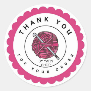 Crochet Thank You Business Customize Circle Classic Round Sticker