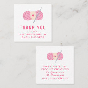 Crochet Thank You For Your Order Small Business Square Business Card