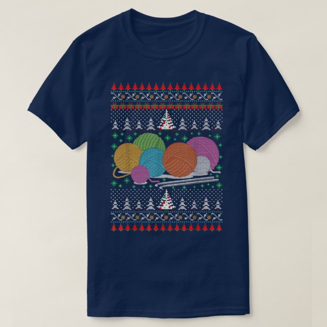 Crochet Ugly Christmas Sewing Happy Holidays Xmas  T-Shirt (Design Front)