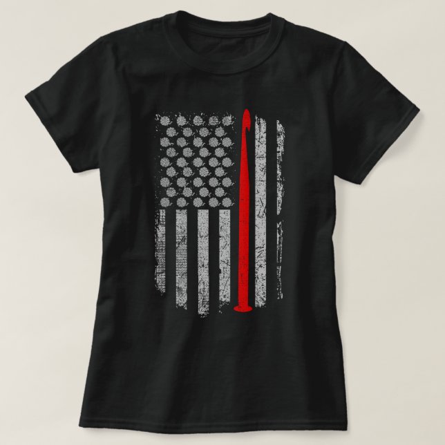 Crochet - USA - Flag  T-Shirt (Design Front)